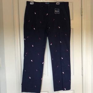 Charleston Threads navy pants with snowmen and candy cane embroidery size 38x32